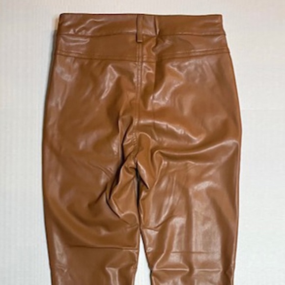 Brown Vegan Leather Pants - High Waist Slimfir Pants NWT - Size S - Picture 5 of 7